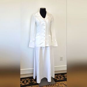 White Elegance Women's White Skirt Suit Maxi Formal Wedding Temple Bridal XS